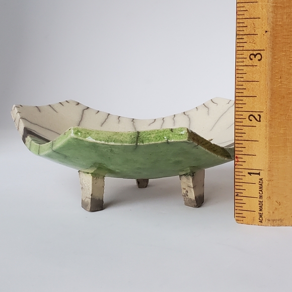 Raku Studio Pottery Dragonfly Dish with Three Feet - Picture 7 of 7